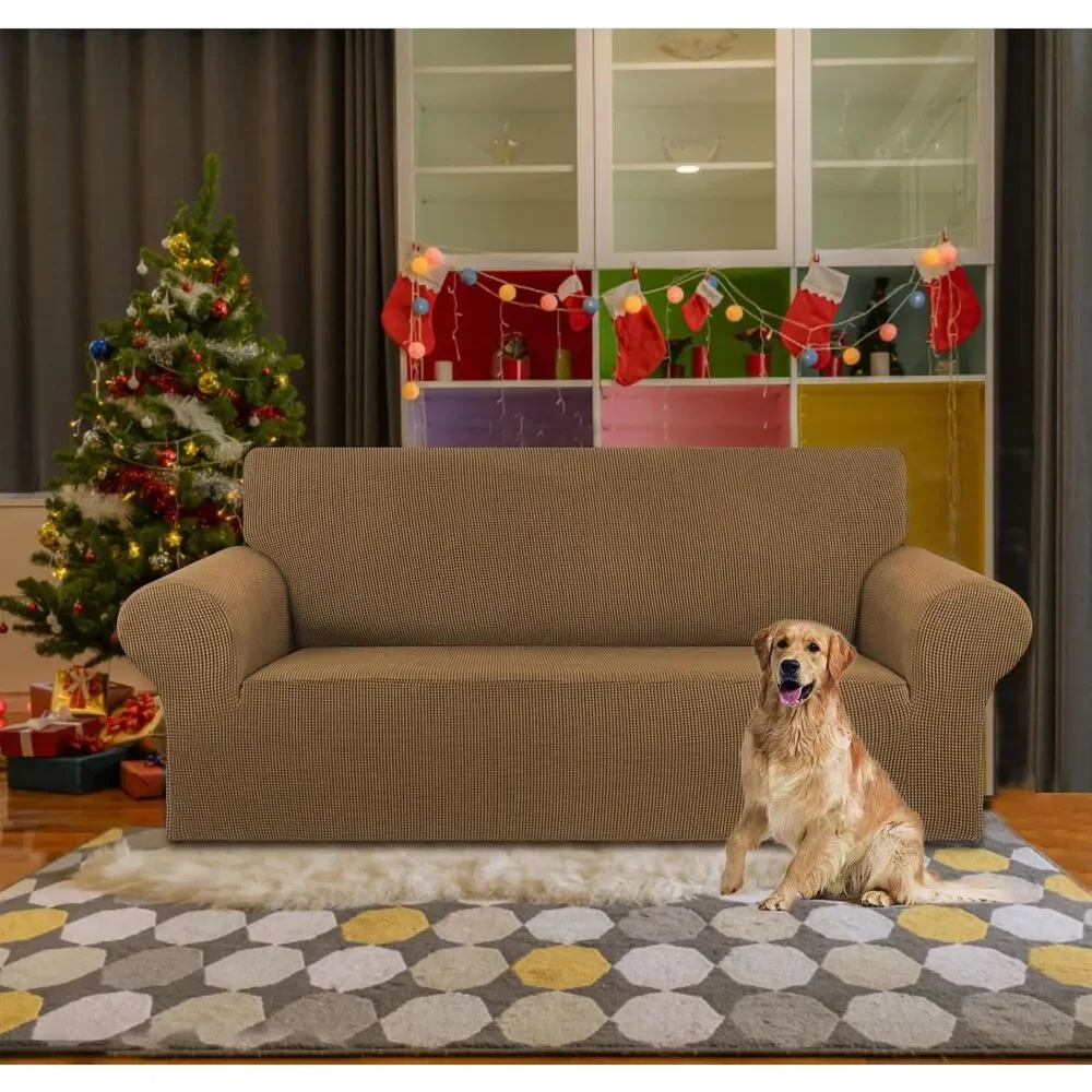 KEKUOU Stretch Loveseat Couch Cover - Camel